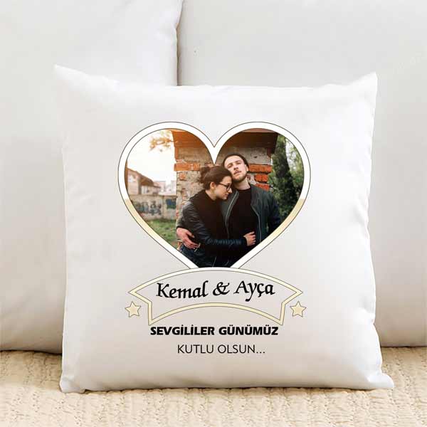 İsme Özel Ve Fotoğraflı Sevgililer Günümüz Kutlu Olsun Yastık