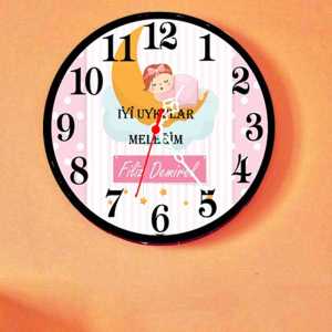  - İyi Uykular Yazılı Fotoğraflı Duvar Saati