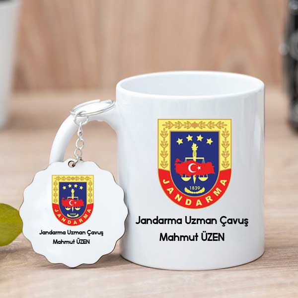 Jandarma Logolu Hediye Kupa Bardak ve Anahtarlık