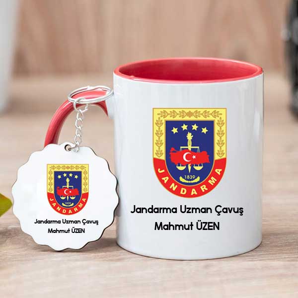 Jandarma Logolu Hediye Kupa Bardak ve Anahtarlık