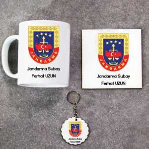  - Jandarma Subay Kupa Bardak Altlık ve Anahtarlık Hediye Seti