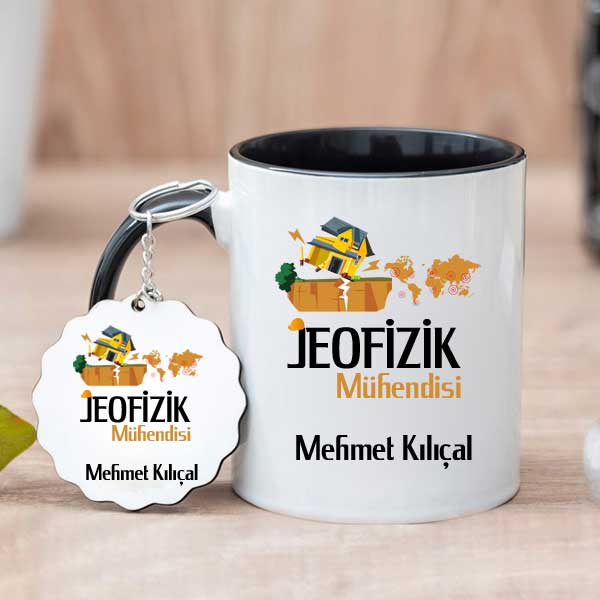 Jeofizik Mühendisine Hediye Kupa Bardak Ve Anahtarlık