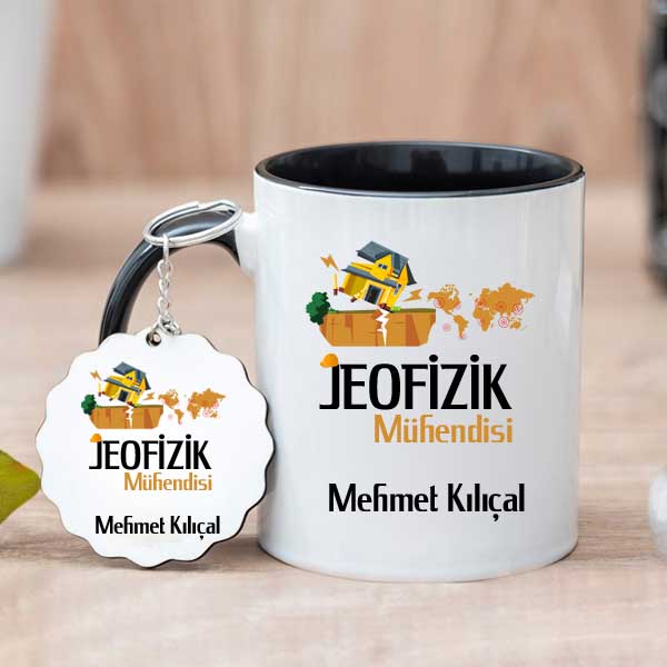 Jeofizik Mühendisine Hediye Kupa Bardak ve Anahtarlık