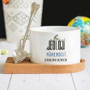 - Jeoloji Mühendisi Ahşap Altlıklı Lüks Fincan Seti  - Jeoloji Mühendisi Ahşap Altlıklı Lüks Fincan Seti