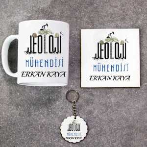 - Jeoloji Mühendisi Kupa Bardak Altlık ve Anahtarlık Hediye Seti  - Jeoloji Mühendisi Kupa Bardak Altlık ve Anahtarlık Hediye Seti