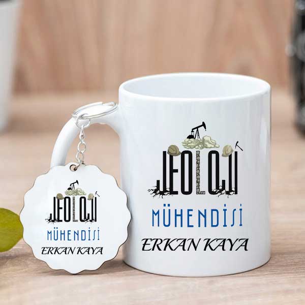 Jeoloji Mühendisine Hediye Kupa Bardak Ve Anahtarlık