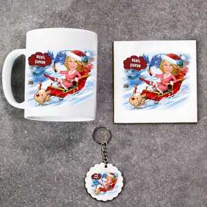 - Kadın Yılbaşı Karikatürlü Kupa Bardak Altlık ve Anahtarlık Hediye Seti  - Kadın Yılbaşı Karikatürlü Kupa Bardak Altlık ve Anahtarlık Hediye Seti