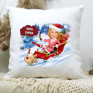 - Kadın Yılbaşı Karikatürlü Yastık  - Kadın Yılbaşı Karikatürlü Yastık