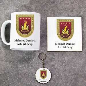  - Kara Kuvvetleri Logolu Kupa Bardak Altlık ve Anahtarlık Hediye Seti