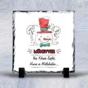 - Kardan Adam Tasarımlı Taş Çerçeve  - Kardan Adam Tasarımlı Taş Çerçeve