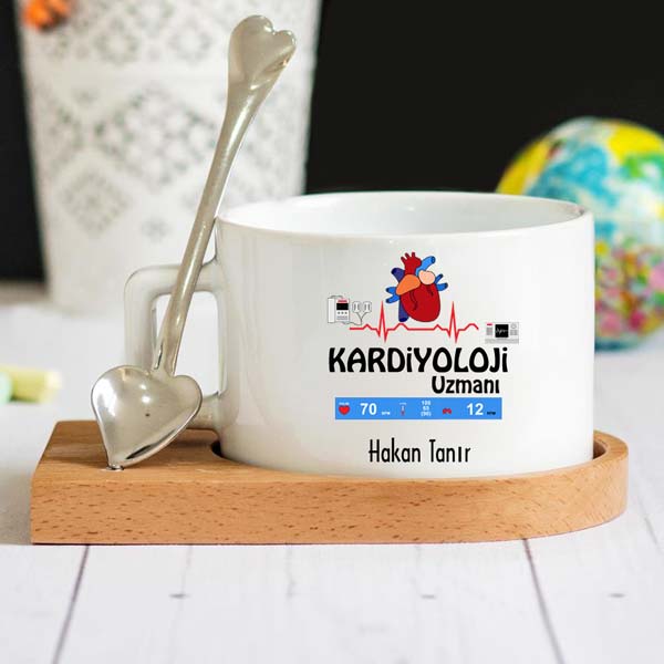 Kardiyoloji Uzmanı Ahşap Altlıklı Lüks Fincan Seti