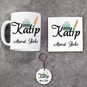 - Katip Kupa Bardak Altlık ve Anahtarlık Hediye Seti  - Katip Kupa Bardak Altlık ve Anahtarlık Hediye Seti