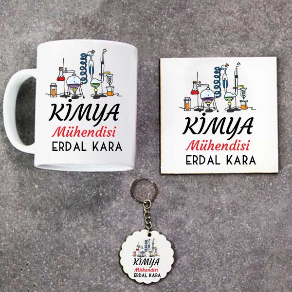 Kimya Mühendisi Kupa Bardak Altlık Ve Anahtarlık Hediye Seti
