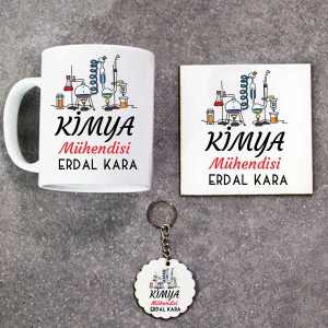 - Kimya Mühendisi Kupa Bardak Altlık ve Anahtarlık Hediye Seti  - Kimya Mühendisi Kupa Bardak Altlık ve Anahtarlık Hediye Seti