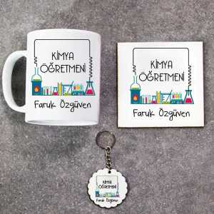 - Kimya Öğretmeni Kupa Bardak Altlık ve Anahtarlık Hediye Seti  - Kimya Öğretmeni Kupa Bardak Altlık ve Anahtarlık Hediye Seti