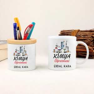 - Kimya Öğretmenine Hediye Kupa Bardak ve Kalemlik Seti  - Kimya Öğretmenine Hediye Kupa Bardak ve Kalemlik Seti