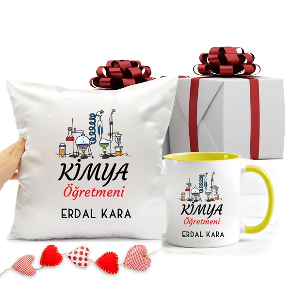 Kimya Öğretmeni Kupa Bardak Ve Yastık