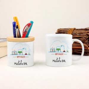 - Kimyager Hediyesi Kupa Bardak ve Kalemlik Seti  - Kimyager Hediyesi Kupa Bardak ve Kalemlik Seti