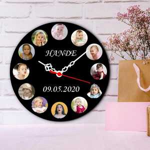  - Kişiye Özel 12 Fotoğraflı Duvar Saati