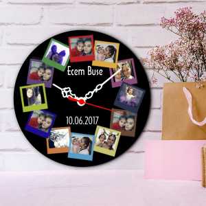  - Kişiye Özel 12 Pola Fotoğraf Kartlı Duvar Saati