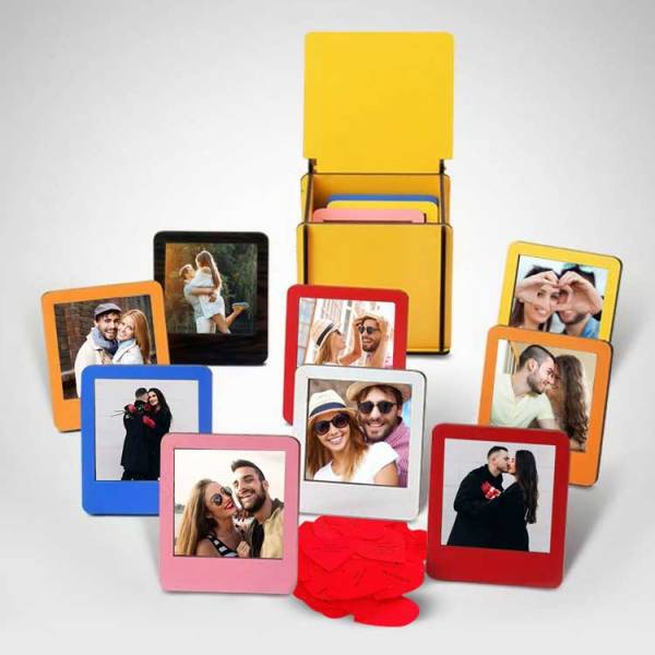 Kişiye Özel 12 Polaroid Renkli Ahşap Mini Çerçeve