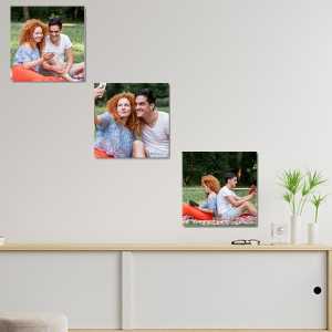  - Kişiye Özel 3'lü 18x18 Fotoğraf Baskılı Kanvas Tablo