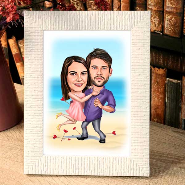 Kişiye Özel Aşıklar Karikatürlü Fotoğraf Çerçevesi