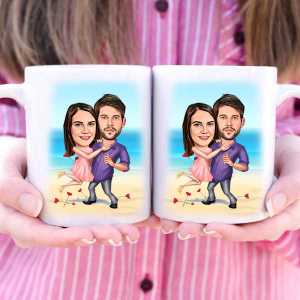  - Kişiye Özel Aşıklar Karikatürlü İkili Kupa Bardak