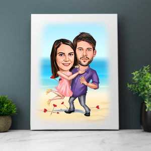  - Kişiye Özel Aşıklar Karikatürlü Kanvas Tablo