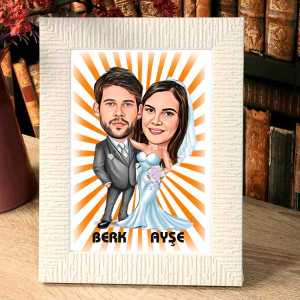 - Kişiye Özel Gelin Damat Karikatürlü Fotoğraf Çerçevesi  - Kişiye Özel Gelin Damat Karikatürlü Fotoğraf Çerçevesi