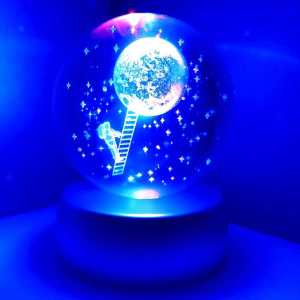 Kişiye Özel İsimli 3 D Işıklı Astronot Küre Pilli - Thumbnail