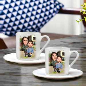  - Kişiye Özel Sevgili Karikatürlü Türk Kahvesi Fincan Seti