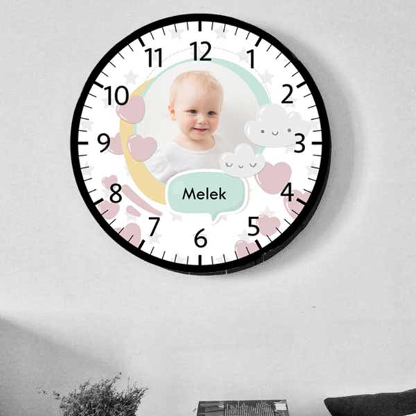 Kız Çocuğuna Özel Fotoğraflı Duvar Saati