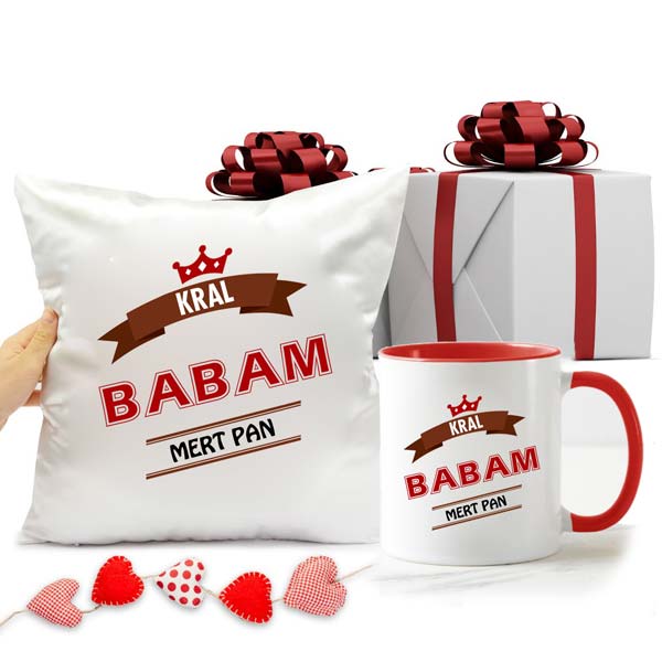 Kral Babam İsimli Yastık Ve Kupa Bardak