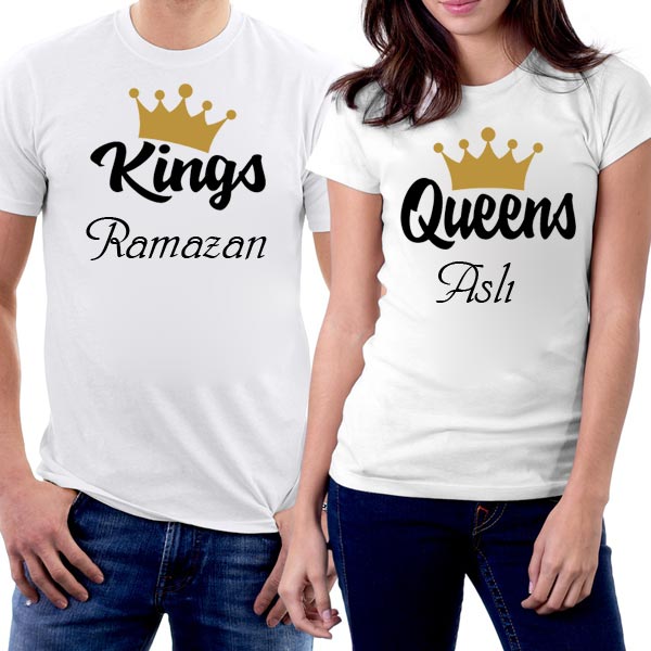 Kral ve Kraliçe Taçlı Sevgili Tişörtleri