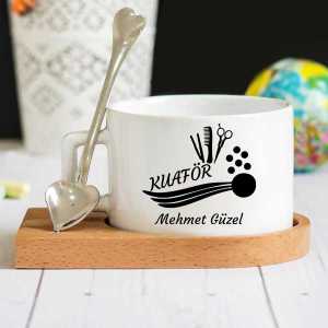  - Kuaför Ahşap Altlıklı Lüks Fincan Seti