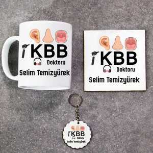  - Kulak Burun Boğaz Doktoru Kupa Bardak Altlık ve Anahtarlık Hediye Seti