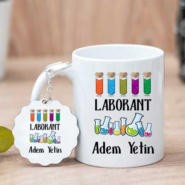 Laborant Hediyesi Kupa Bardak Ve Anahtarlık