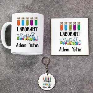  - Laborant Kupa Bardak Altlık ve Anahtarlık Hediye Seti
