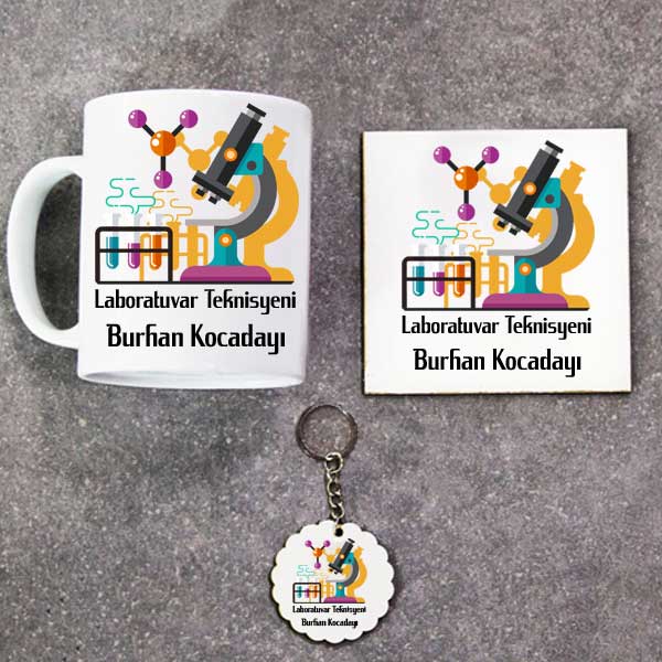 Laboratuvar Teknisyeni Kupa Bardak Altlık Ve Anahtarlık Hediye Seti