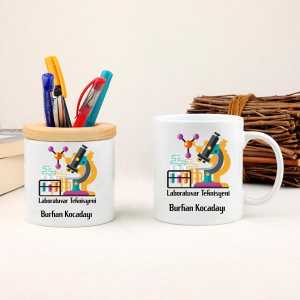 - Laboratuvar Teknisyenine Hediye Kupa Bardak ve Kalemlik Seti  - Laboratuvar Teknisyenine Hediye Kupa Bardak ve Kalemlik Seti