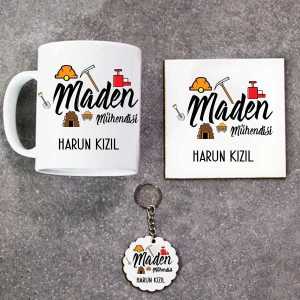 - Maden Mühendisi Kupa Bardak Altlık ve Anahtarlık Hediye Seti  - Maden Mühendisi Kupa Bardak Altlık ve Anahtarlık Hediye Seti