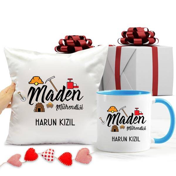 Maden Mühendisi Kupa Bardak ve Yastık