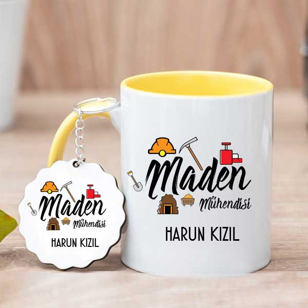 Maden Mühendisine Hediye Kupa Bardak Ve Anahtarlık