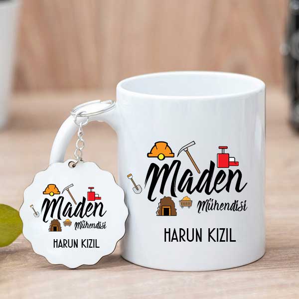 Maden Mühendisine Hediye Kupa Bardak ve Anahtarlık