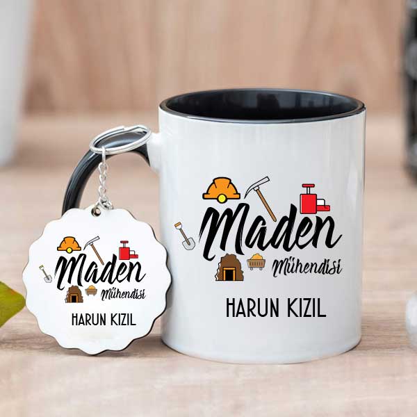 Maden Mühendisine Hediye Kupa Bardak ve Anahtarlık