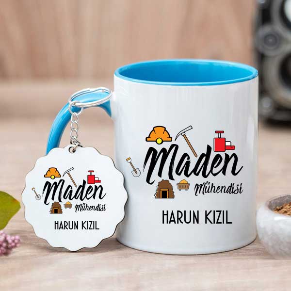 Maden Mühendisine Hediye Kupa Bardak ve Anahtarlık