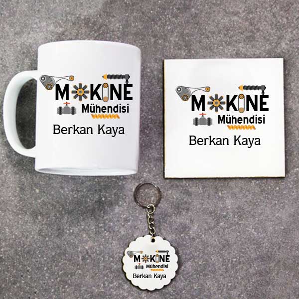 Makine Mühendisi Kupa Bardak Altlık Ve Anahtarlık Hediye Seti