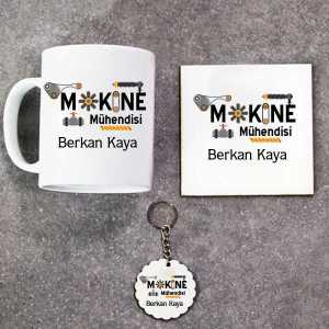 - Makine Mühendisi Kupa Bardak Altlık ve Anahtarlık Hediye Seti  - Makine Mühendisi Kupa Bardak Altlık ve Anahtarlık Hediye Seti