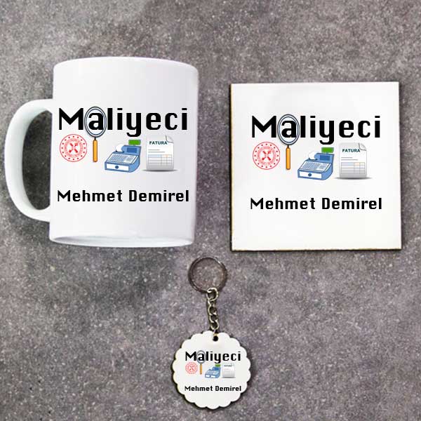 Maliyeci Kupa Bardak Altlık Ve Anahtarlık Hediye Seti